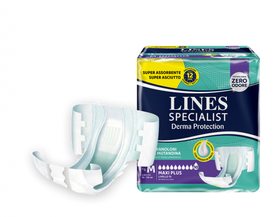 LINES SPECIALIST DERMA PROTECTION PANNOLONI A MUTANDINA ALTA PROTEZIONE LIV.10 - 4 CONFEZIONI DA 20 PZ (Tot. 80 Pz)