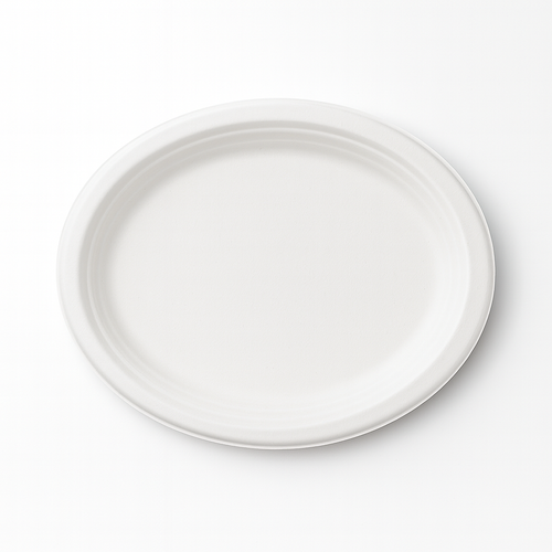 PIATTO OVALE IN POLPA EASY BIANCO CM.26X19 CF.50 PZ.