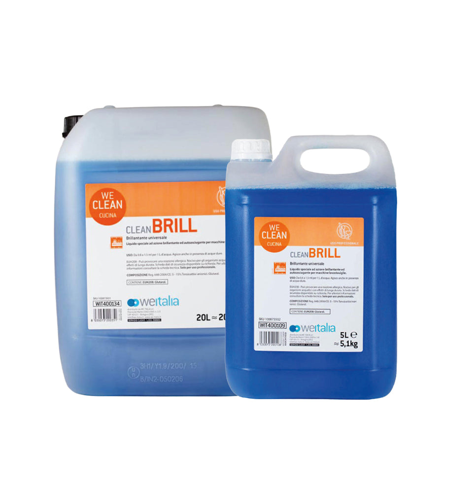 WE CLEAN BRILL Brillantante neutro liquido per lavastoviglie e lavabar - Formati 5 lt e 20 lt